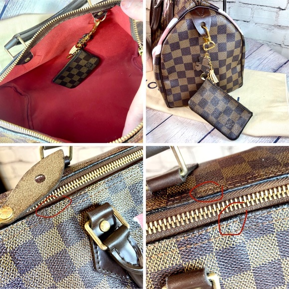 Louis Vuitton Damier Ebene Speedy 30 custom painted with key Cles pouch - Picture 9 of 15